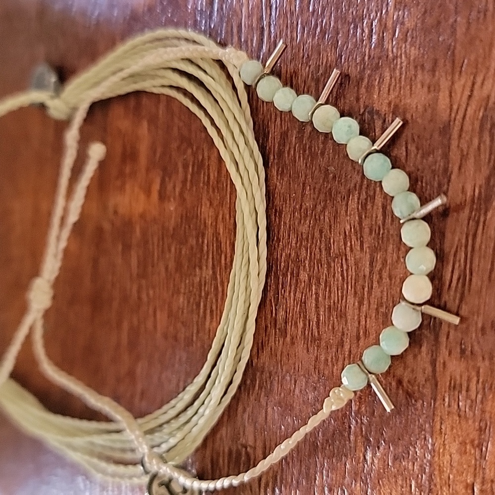 PURA VIDA Silver Tone Spike Beaded and Signature Adjustable Cord Bracelet Lot